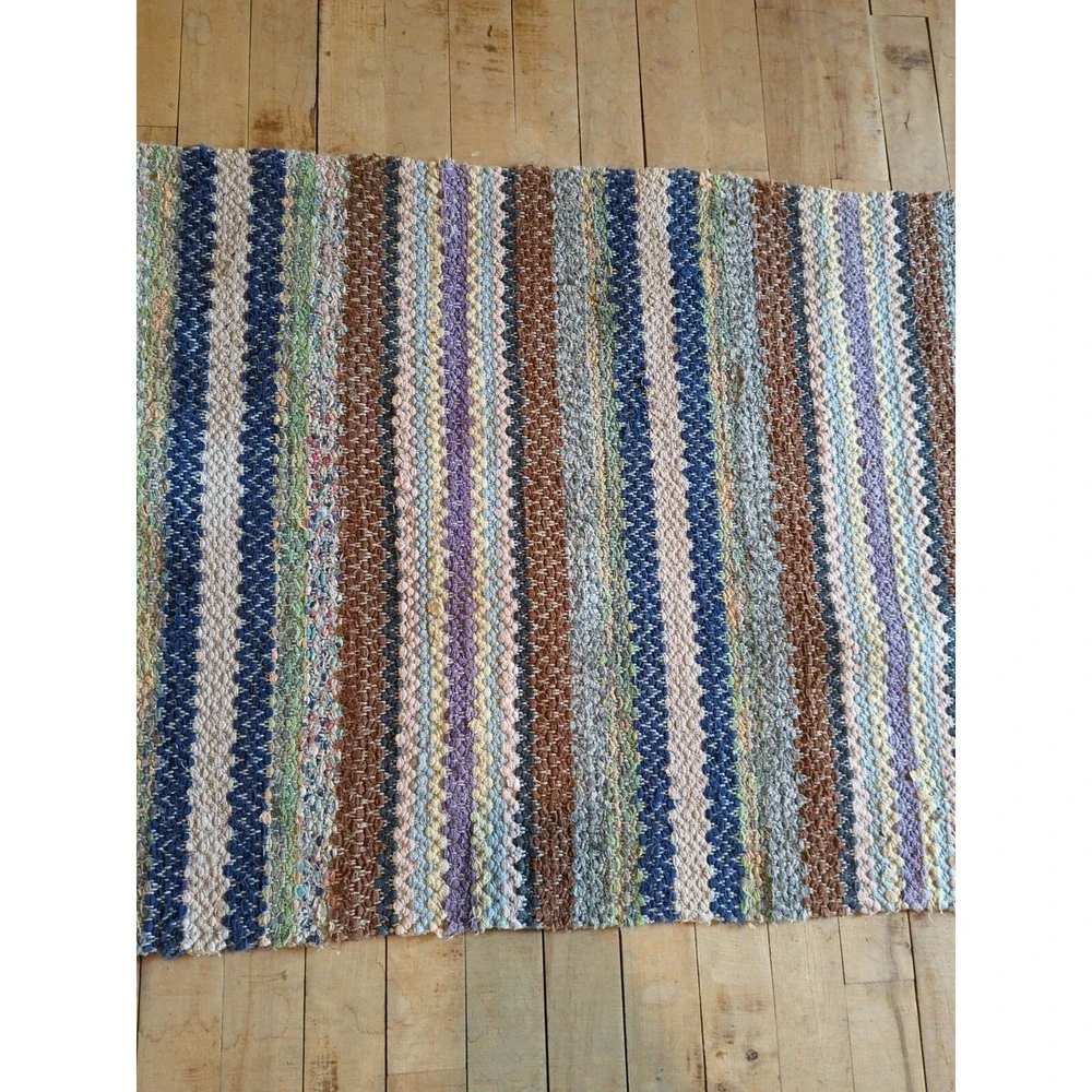 Antique Imported Swedish‎ Hand Made Rag Rug Runner (25